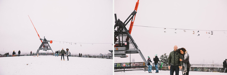 snowy surprise proposal prague