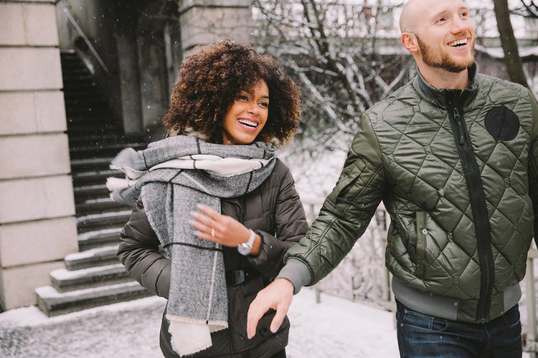 snowy surprise proposal prague